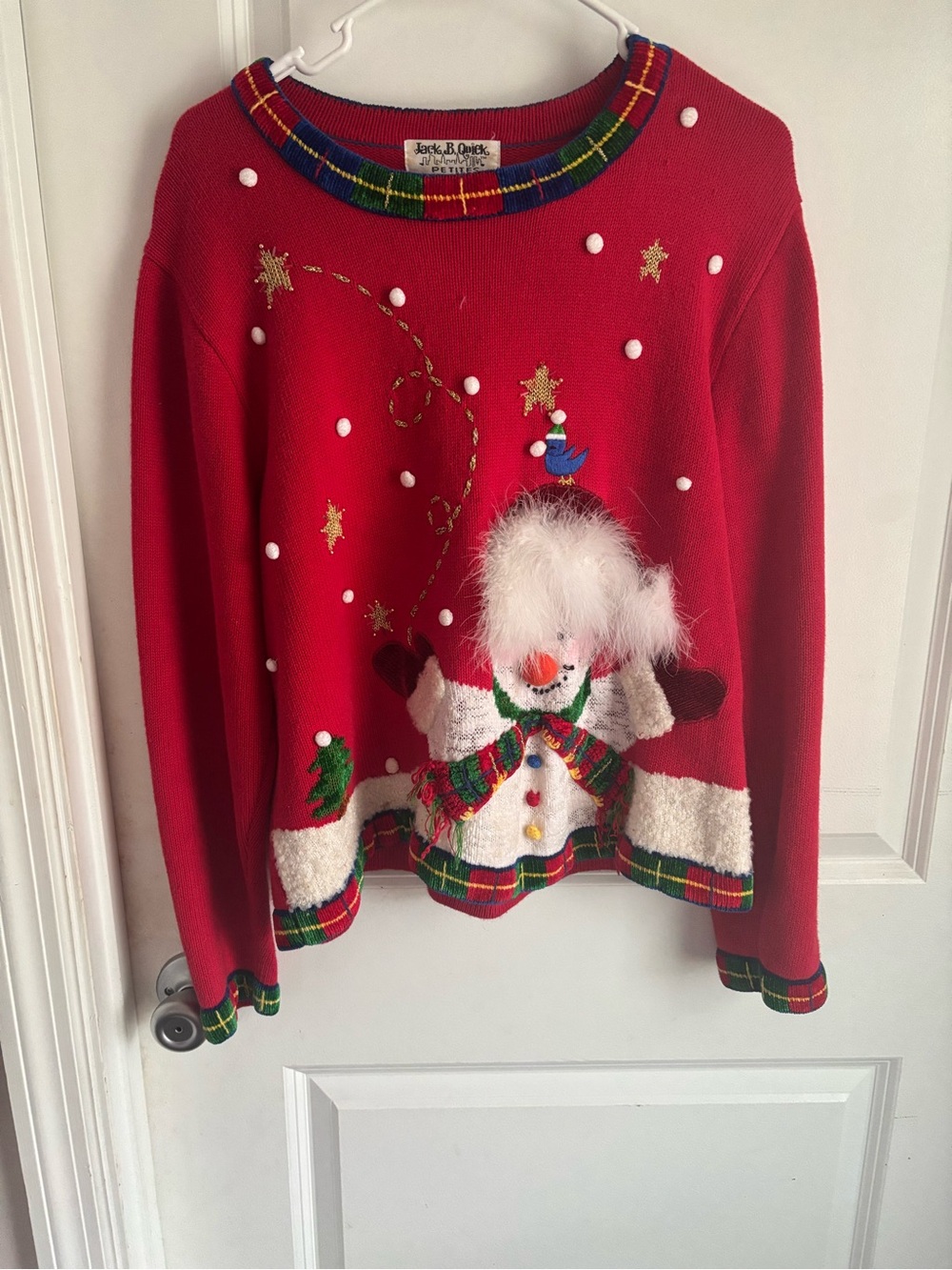 Vintage Holiday Jack be Quick Red Holiday Snowman Sweater
